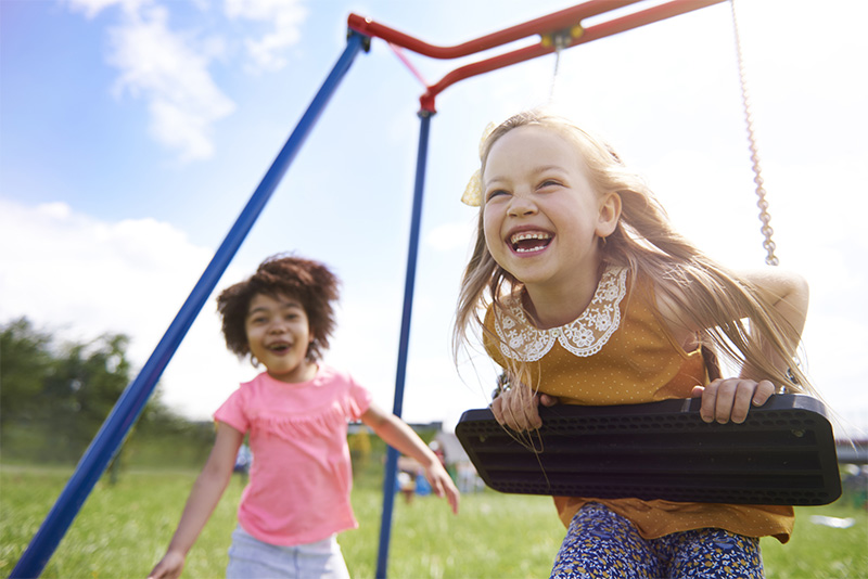 kids on swings